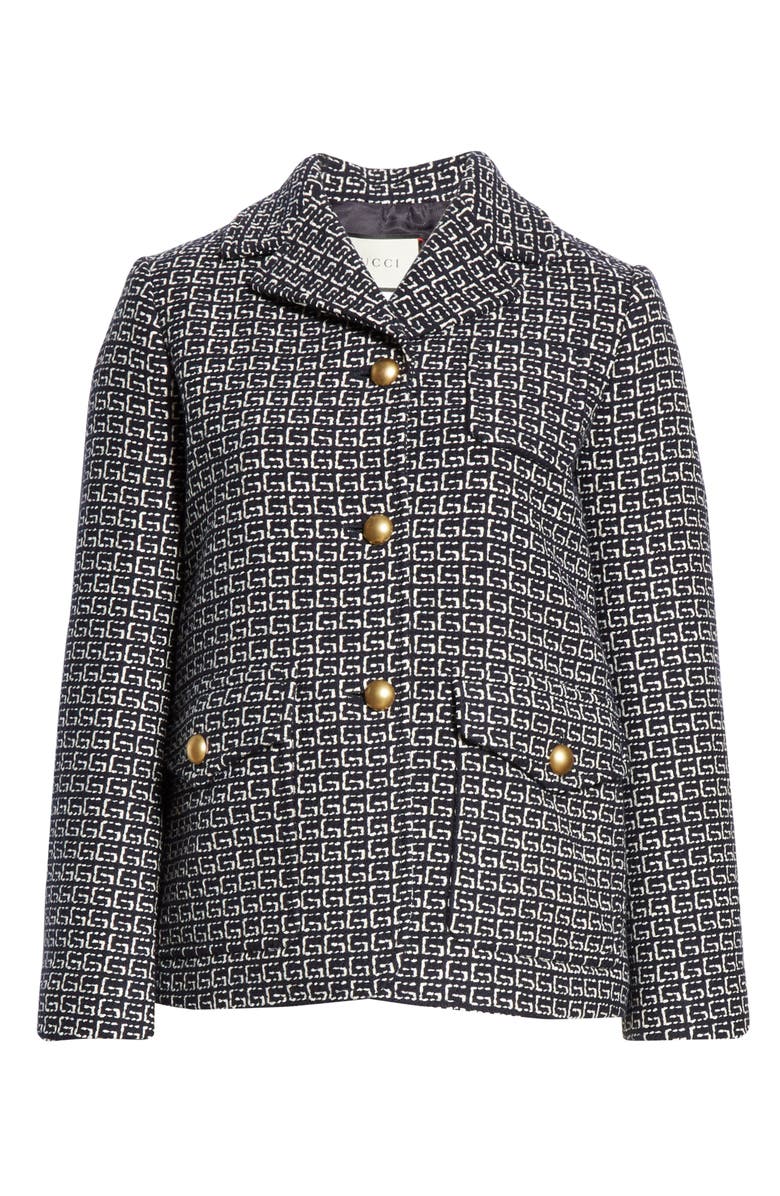 Gucci Square G-Logo Wool Blend Jacket, Alternate, color,