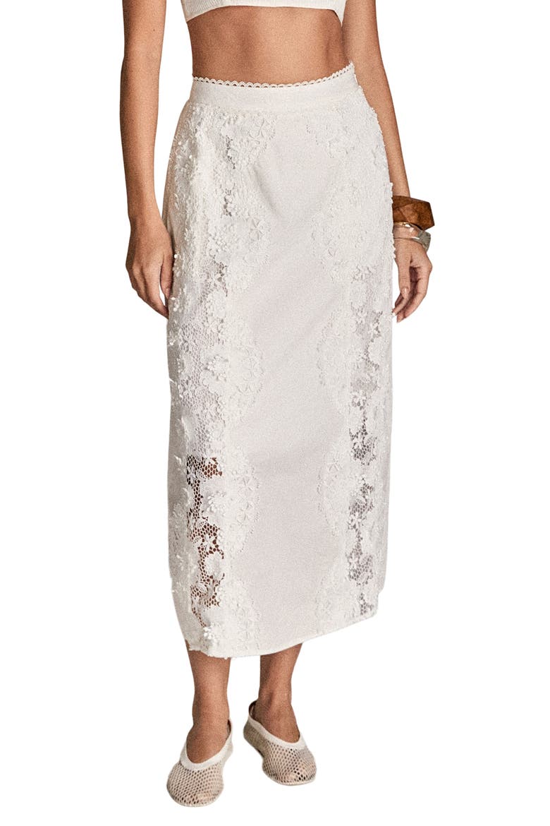 Lace Midi Skirt, Main, color, WHITE