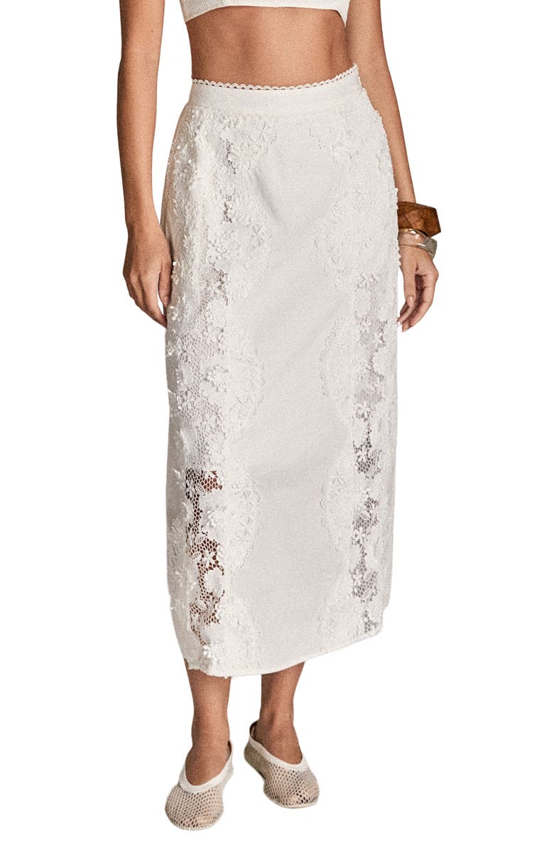 English Factory Lace Midi Skirt, Main, color, White