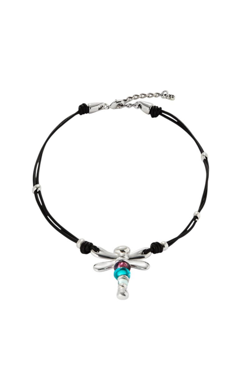 UNODE50 Dragonfly Leather Necklace, Alternate, color, Silver