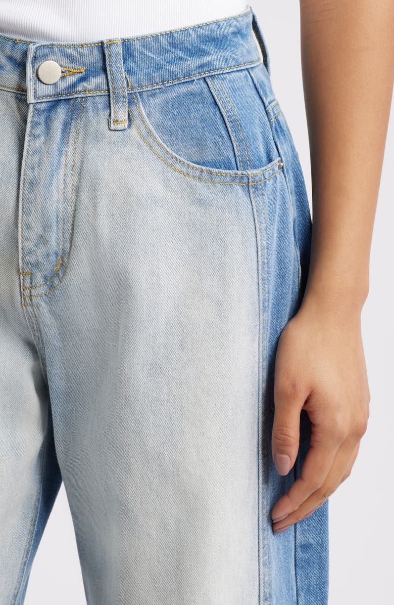 Petal & Pup Yuri High Waist Wide Leg Jeans, Alternate, color, Two Tone Blue