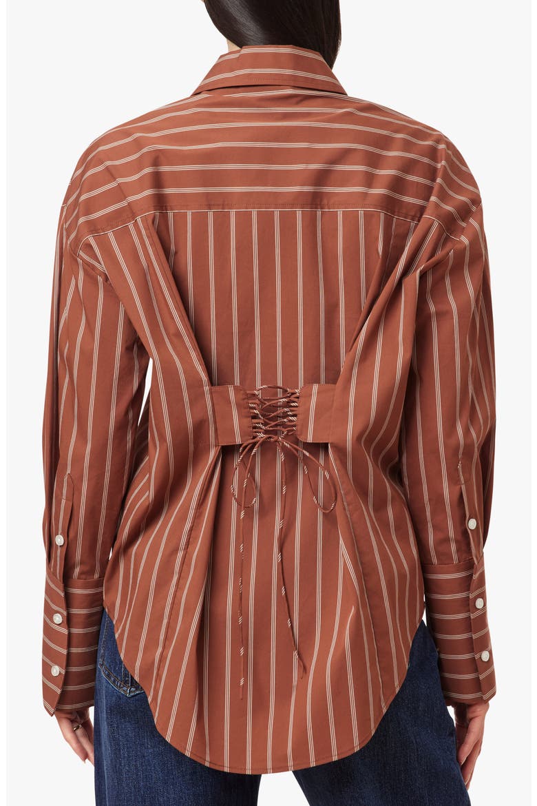 Tie Back Striped Poplin Shirt, Alternate, color, TORTOISE SHELL