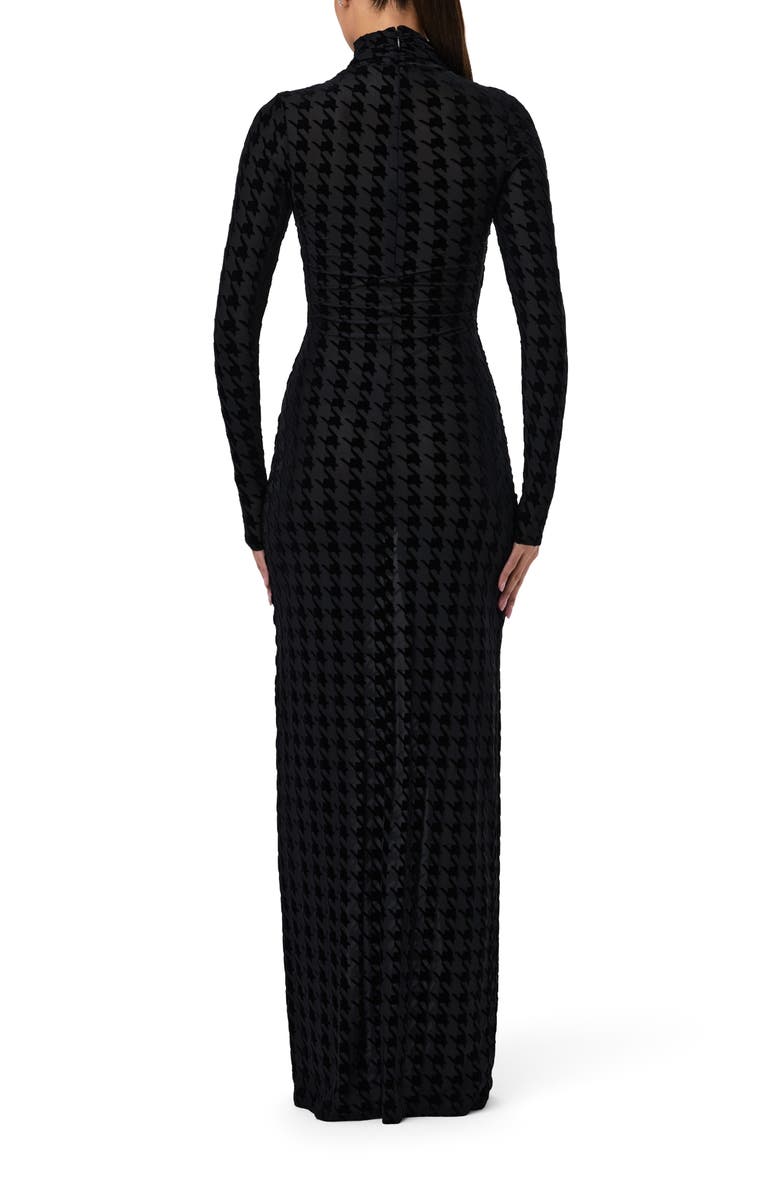 Naked Wardrobe Burnout Long Sleeve Maxi Dress, Alternate, color, Black Houndstooth