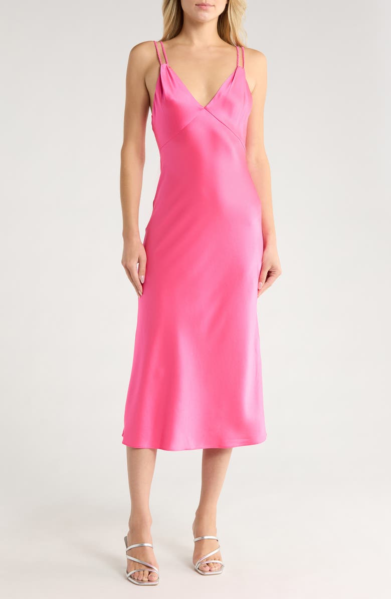 Alice + Olivia Kiro Satin Slipdress, Main, color, Wild Pink