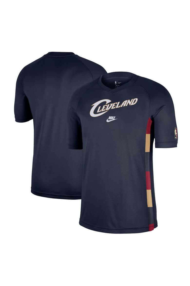 Men's Nike Navy Cleveland Cavaliers Classic Edition Hardwood Classics Authentic Game Shooting T-Shirt, Main, color, Navy