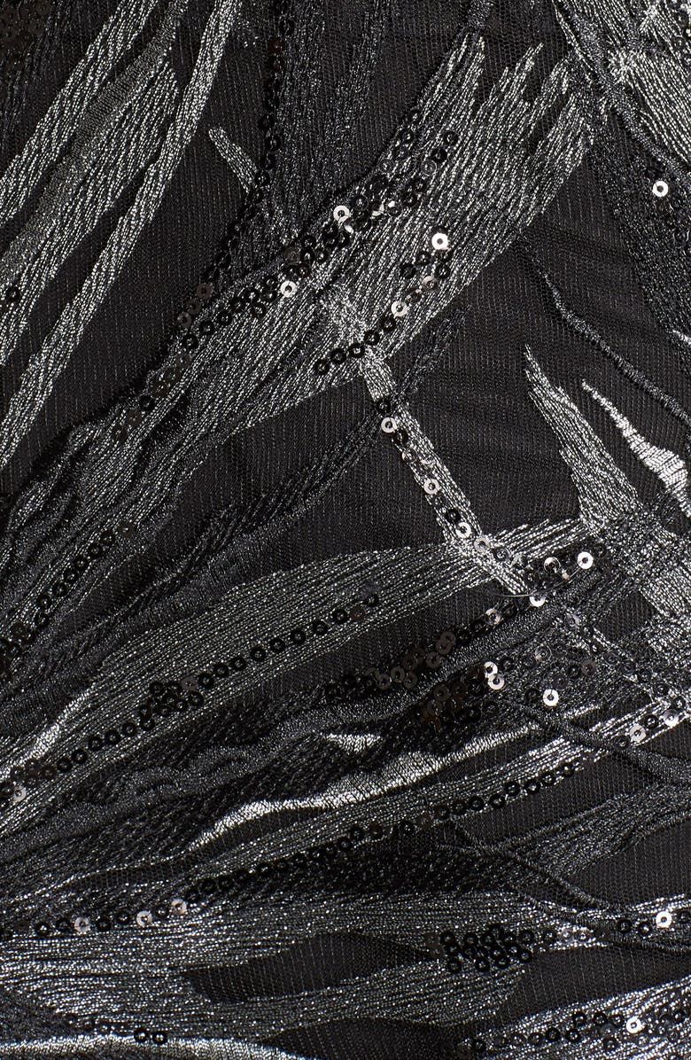 David Meister Sequin Embroidered Mesh Fit & Flare Gown, Alternate, color, 