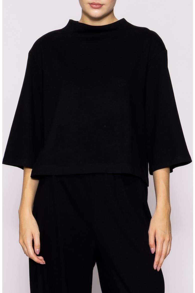 Brushed Knit Top, Main, color, BLACK