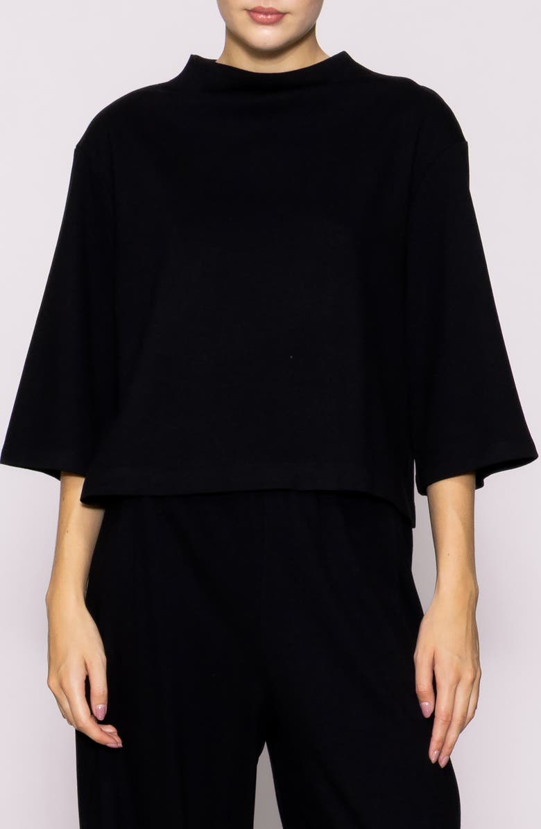 MELLODAY Brushed Knit Top, Main, color, Black