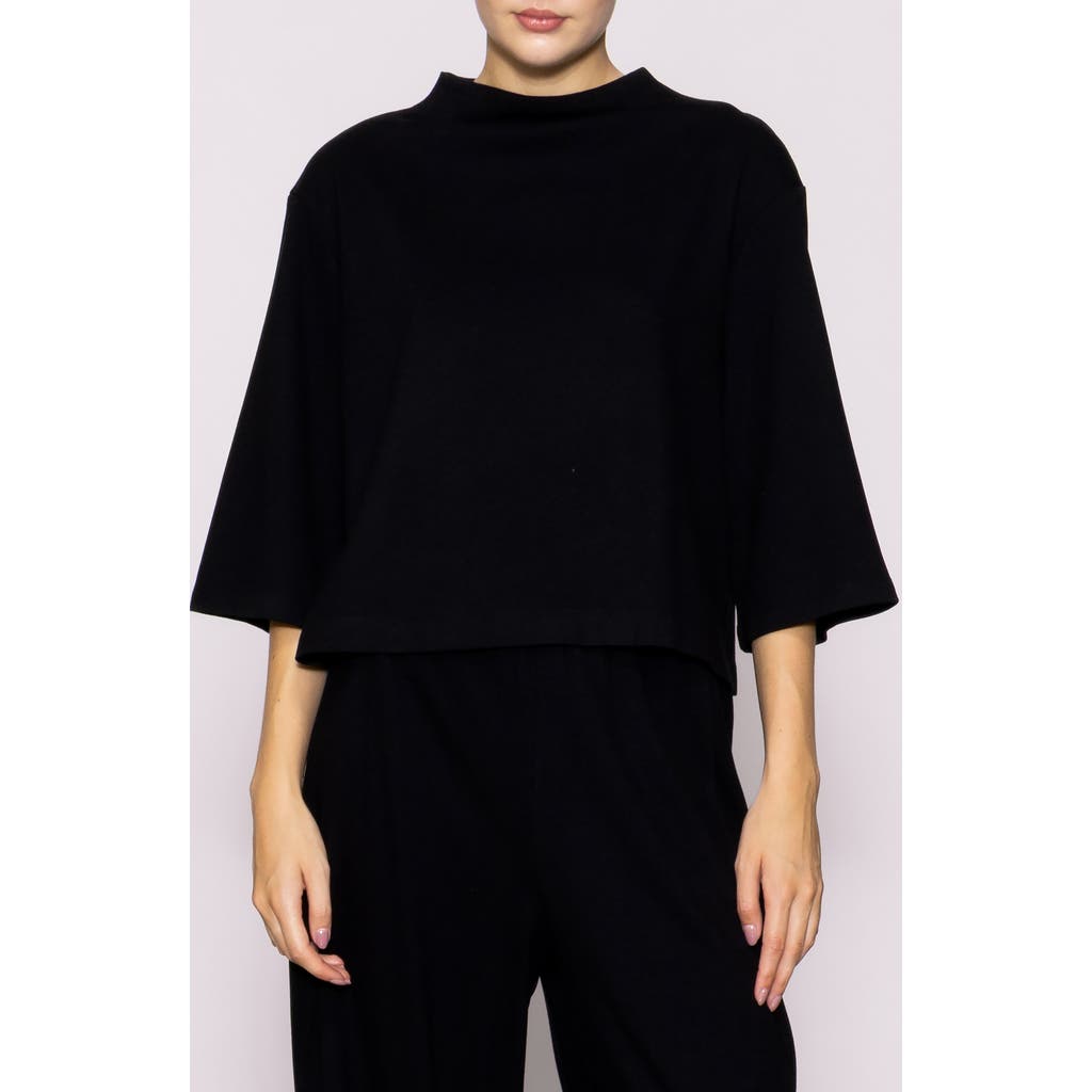 Melloday Brushed Knit Top In Black