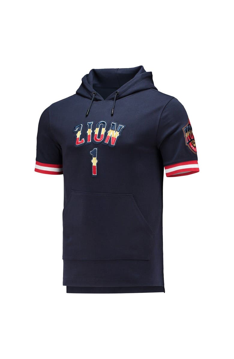 PRO STANDARD Men's Pro Standard Zion Williamson Navy New Orleans Pelicans Name & Number Short Sleeve Pullover Hoodie, Alternate, color, 