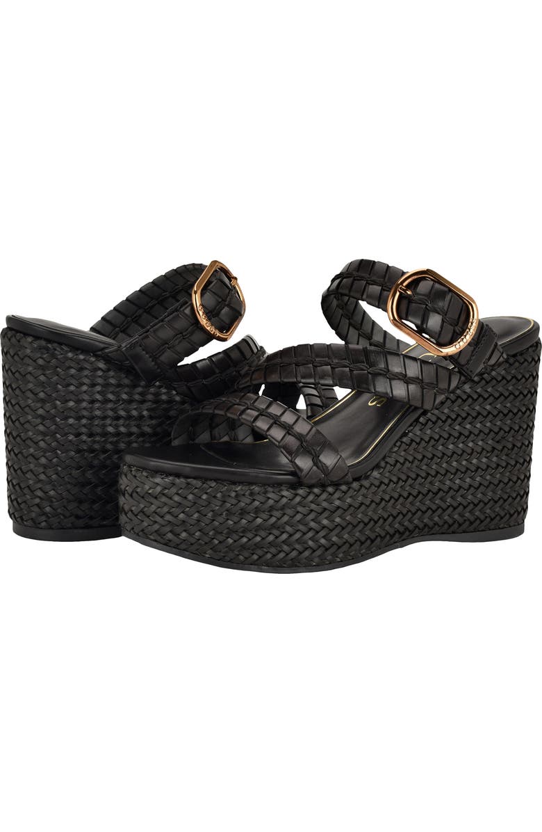 GUESS Evana Platform Wedge Sandal, Alternate, color, Black 001
