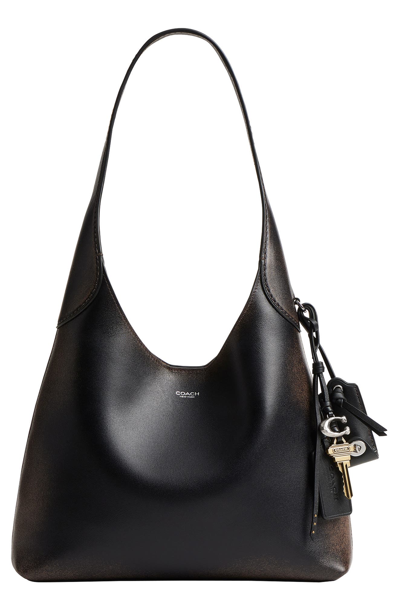 COACH Brooklyn 28 Loved Leather Shoulder Bag, Main, color, Lh/Black Brown
