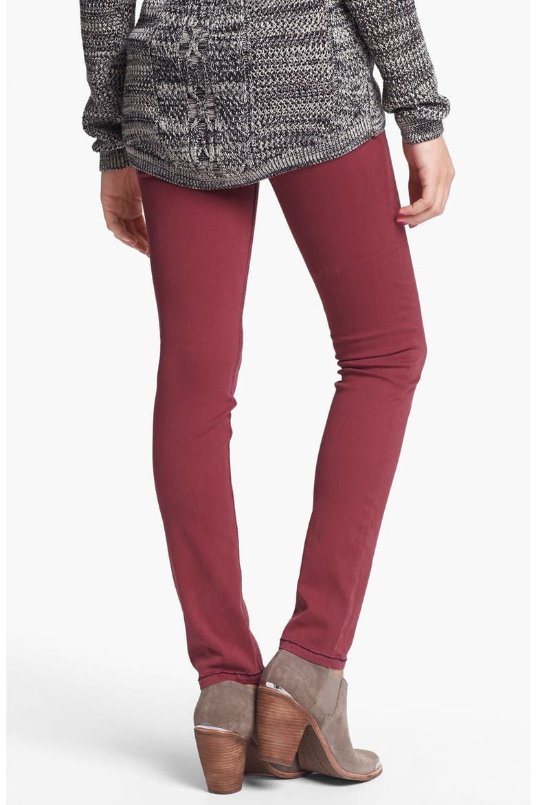 Fire Overdyed Skinny Jeans, Alternate, color, PINOT