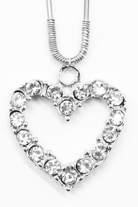 Crystal Heart Silver Pin