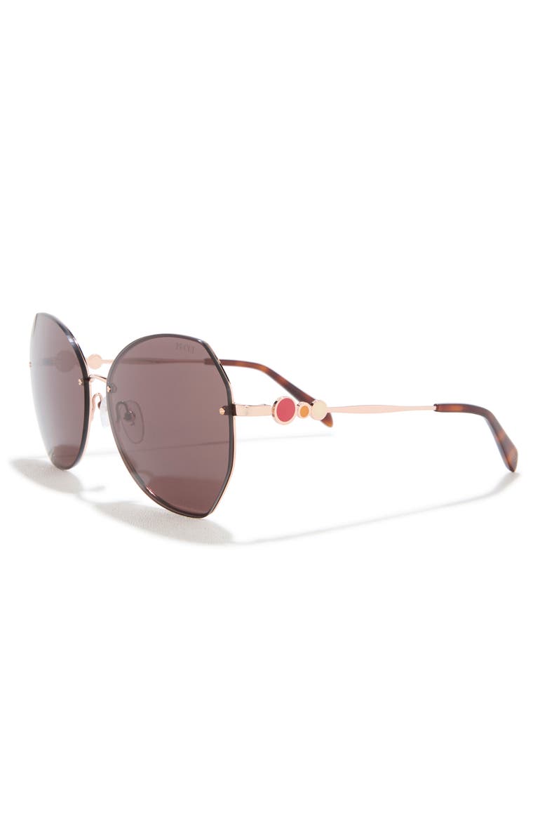 61mm Geometric Sunglasses, Alternate, color, SHINY ROSE GOLD / BROWN
