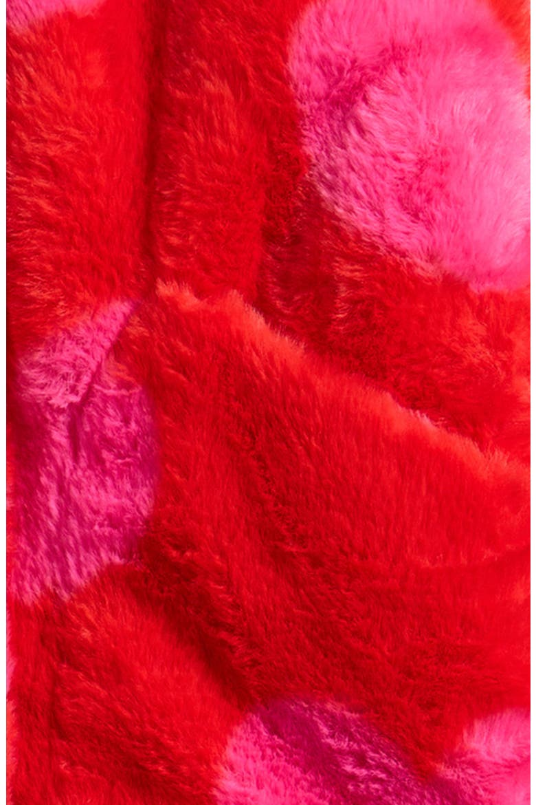 Kids' Heart Print Faux Fur Jacket, Alternate, color, RED/ PINK