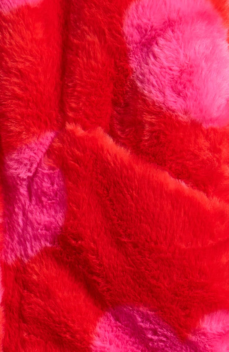 Tractr Kids' Heart Print Faux Fur Jacket, Alternate, color, Red/ Pink