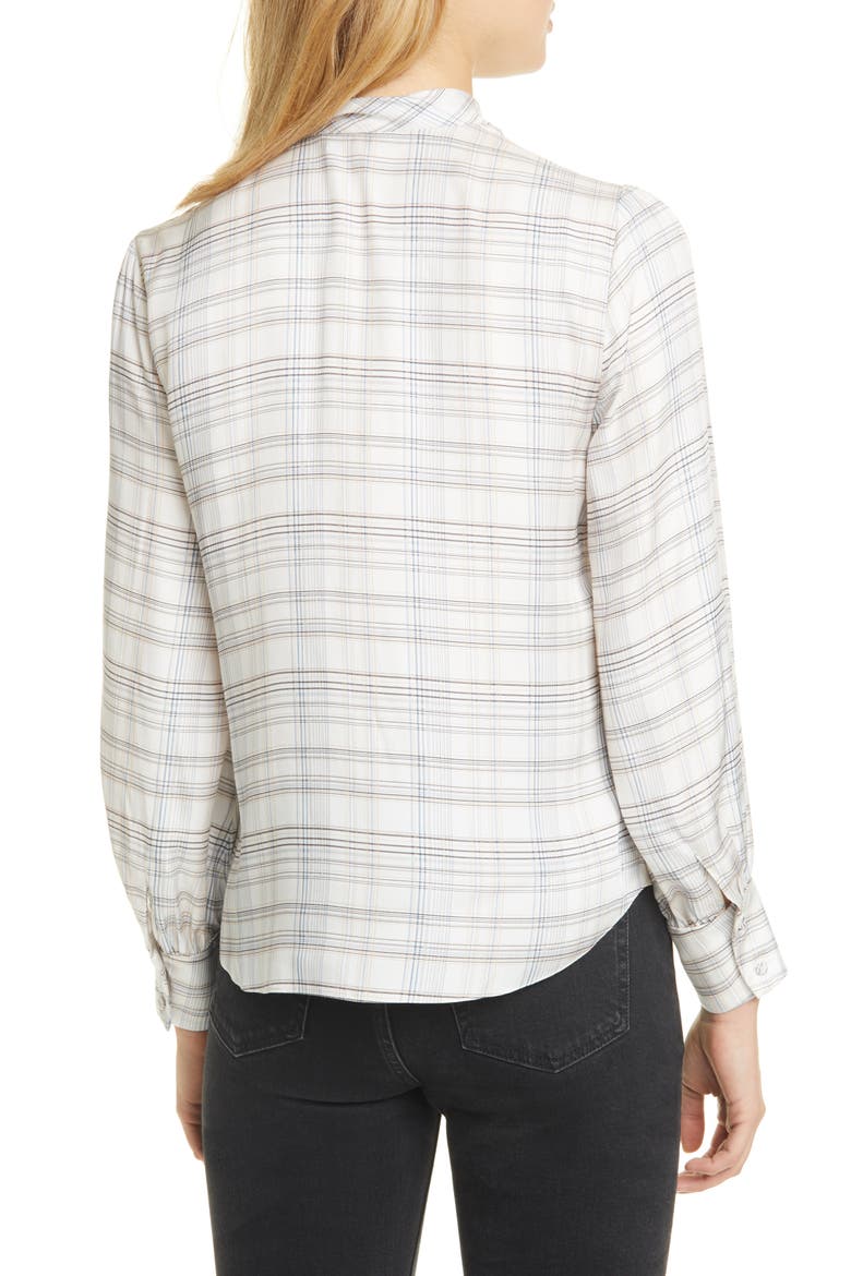 Etched Plaid Silk Blend Blouse, Alternate, color, SNOW COMBO