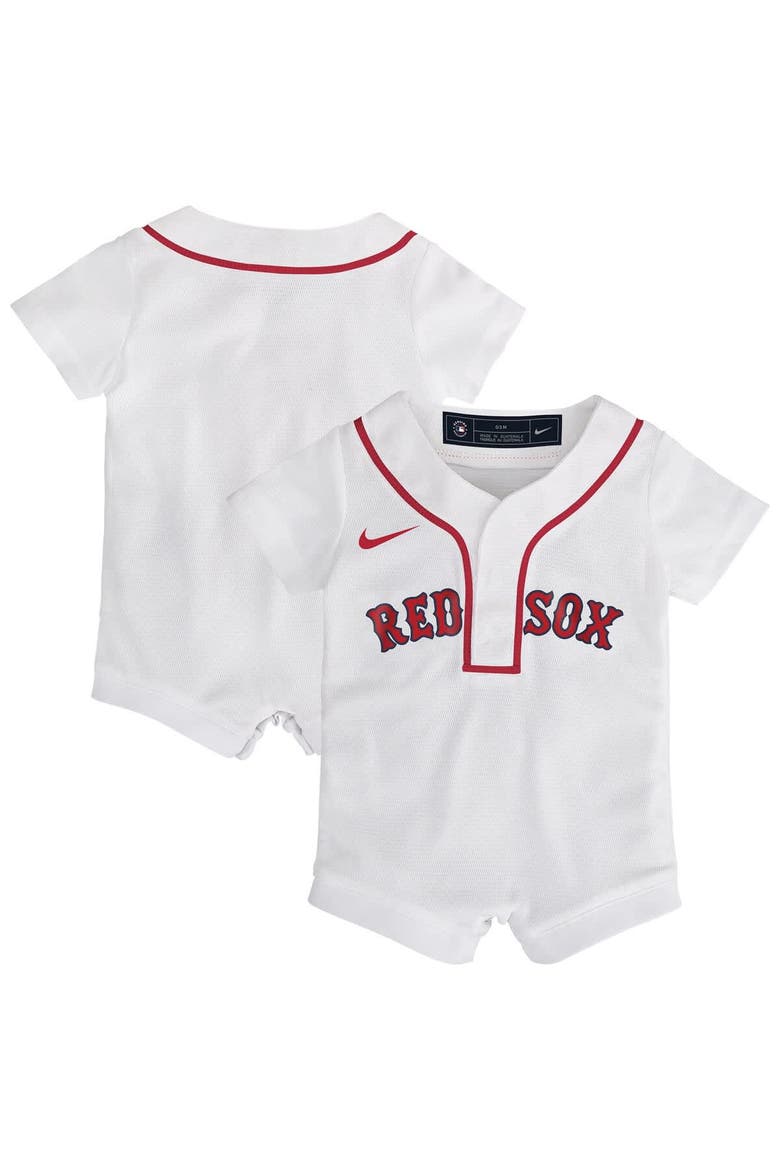 Newborn Nike White Boston Red Sox Home Replica Romper Jersey, Main, color, White