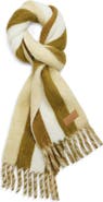 AMI PARIS Stripe Fringe Scarf