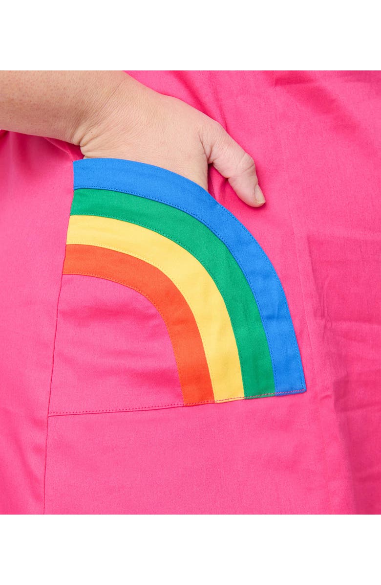 Smak Parlour Plus Size 1960s Sleeveless Mod Shift Dress, Alternate, color, Hot Pink W/Rainbow