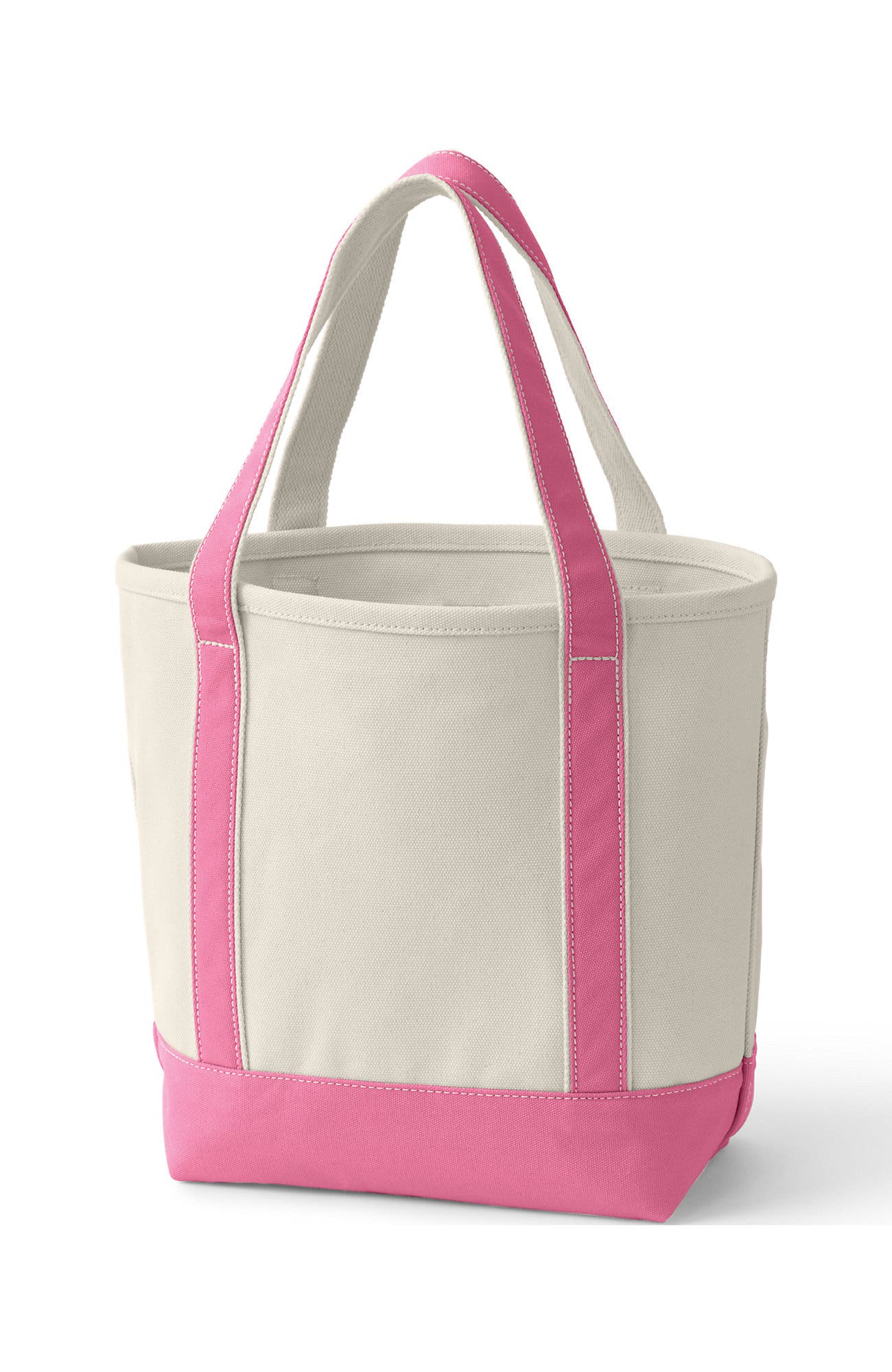 Lands' End Pre-Monogrammed Letter Canvas Tote Bag, Alternate, color, Natural/Fresh Pink