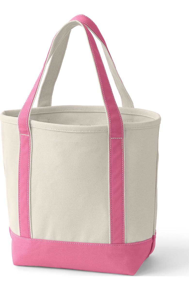Lands' End Pre-Monogrammed Letter Canvas Tote Bag, Alternate, color, Natural/Fresh Pink
