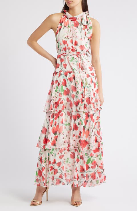 Floral Sleeveless Tiered Maxi Dress