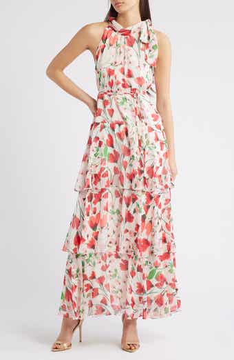 Floral Sleeveless Tiered Maxi Dress