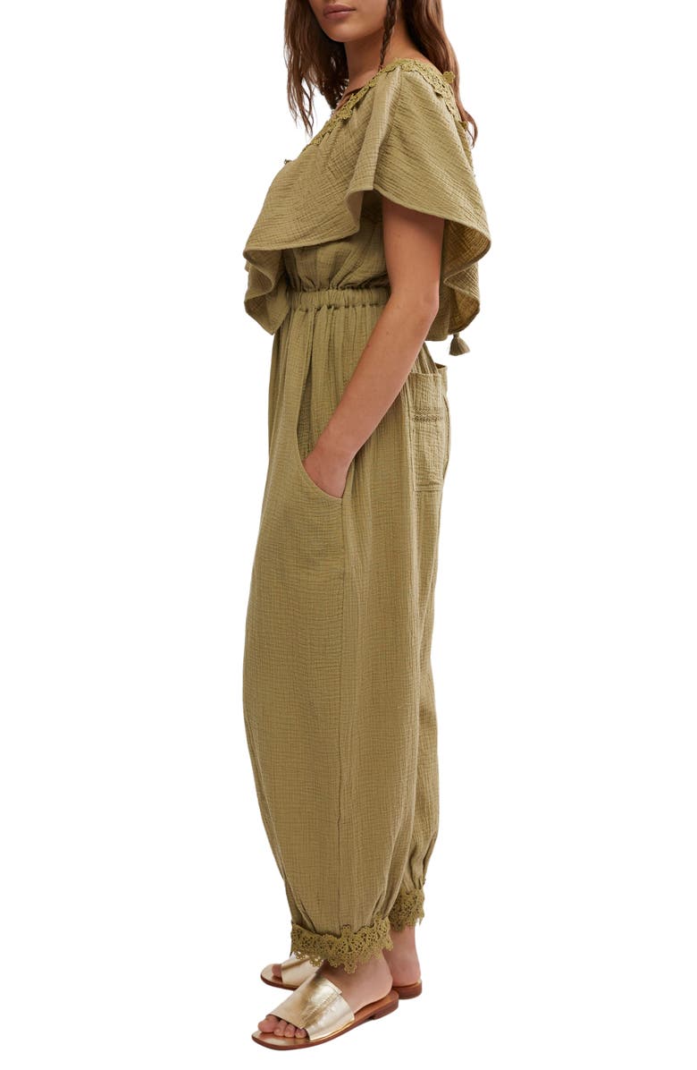 Free People Bali Rolling Dunes Jumpsuit, Alternate, color, Dusty Olive Combo