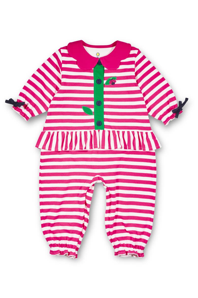 Stripe Knit Longall With Ladybug, Main, color, Pink, White