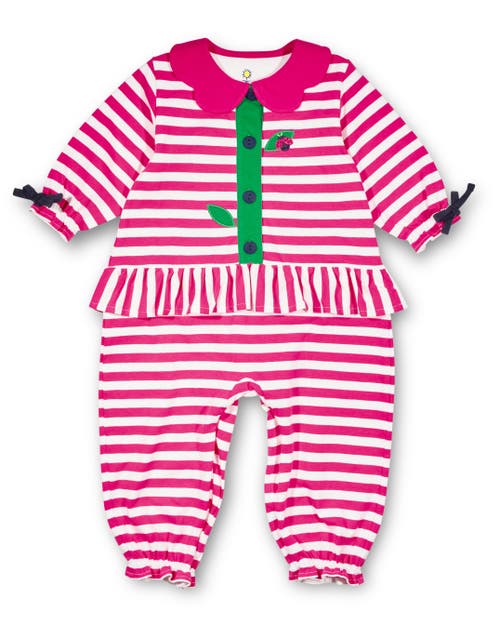 Florence Eiseman Stripe Knit Longall With Ladybug In Pink
