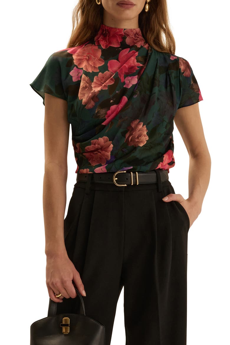 The Graceful Top with High Neck, Main, color, GEMSTONE FLORAL
