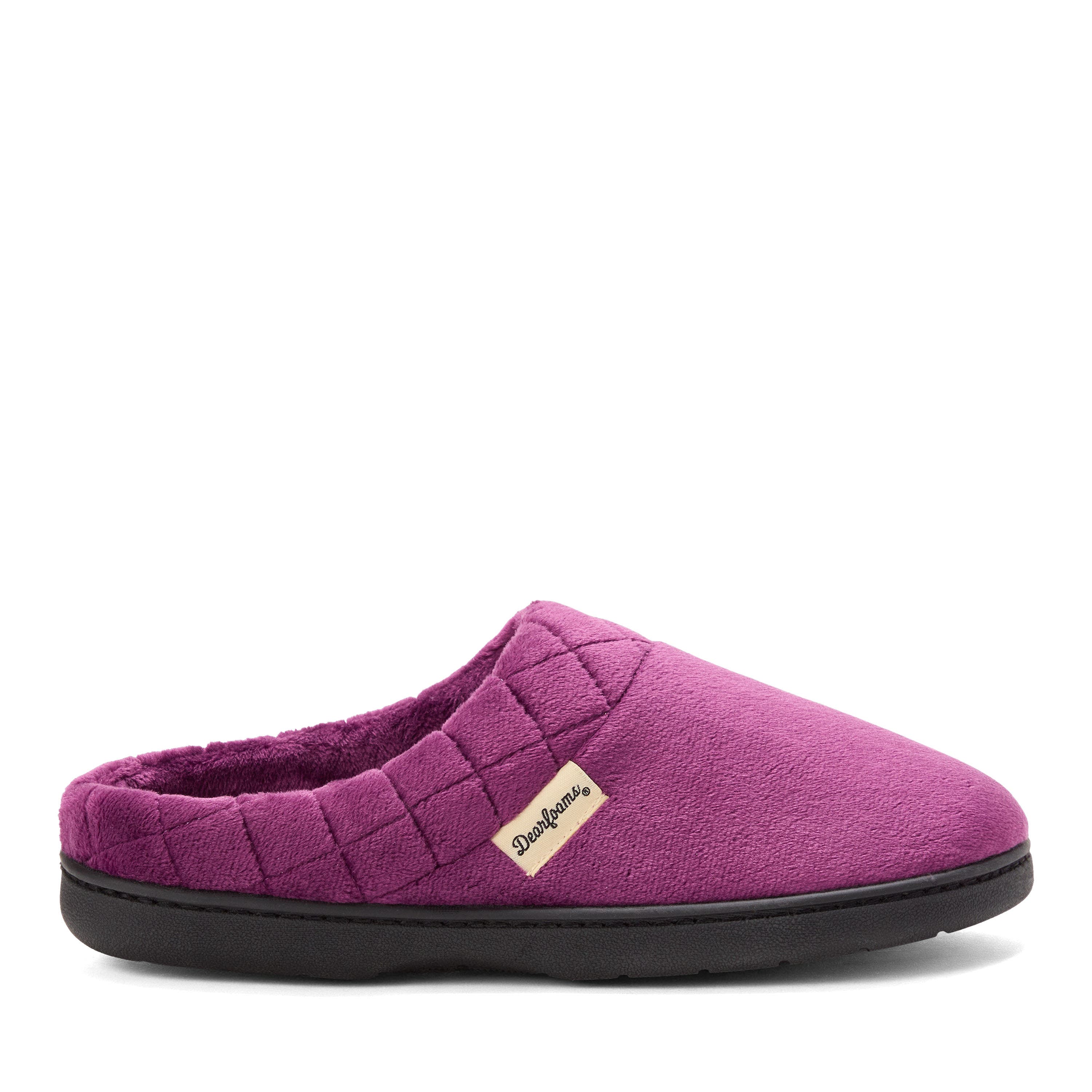 Darcy Quilted Cuff Velour Clog Slipper, Alternate, color, Aubergine