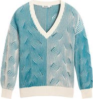 Desigual Colorblock Cotton Blend Pointelle Sweater