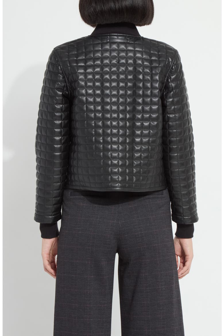 Agnes Quilted Faux Leather Jacket, Alternate, color, BLACK