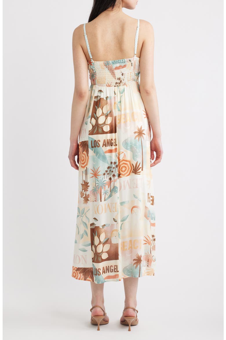 Mixed Print Midi Dress, Alternate, color, NATURAL MULTI