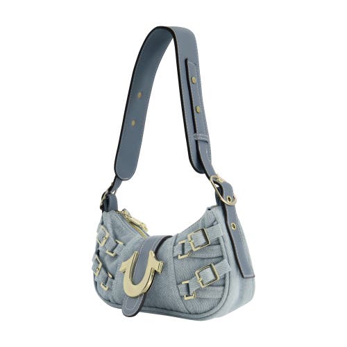True Religion Multi-strap Denim Shoulder Bag In Gray