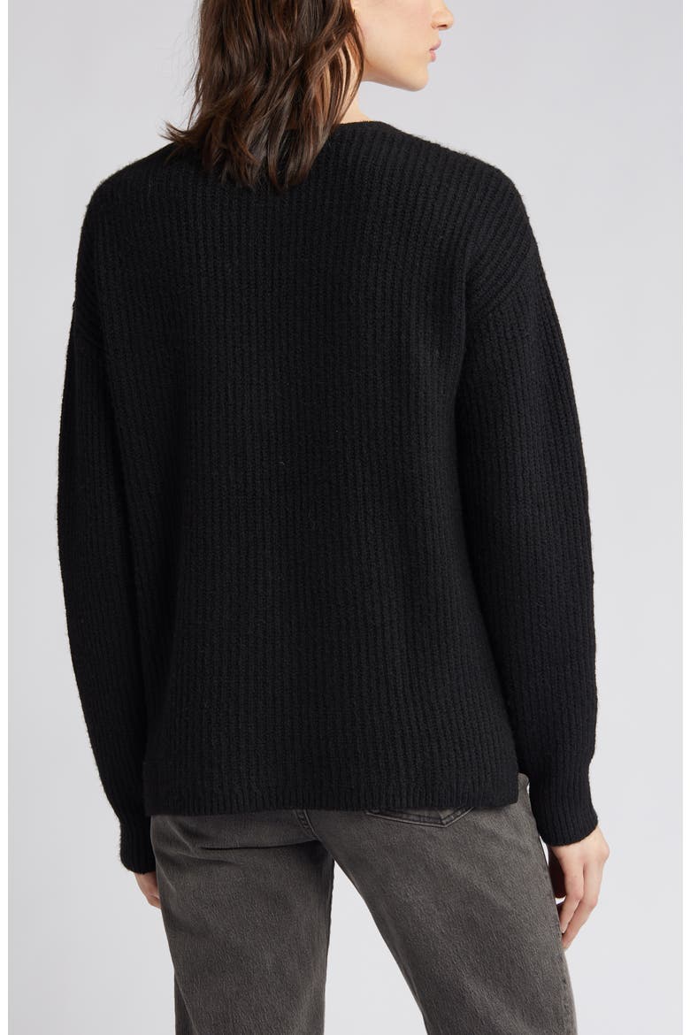 Directional V-Neck Sweater, Alternate, color, BLACK