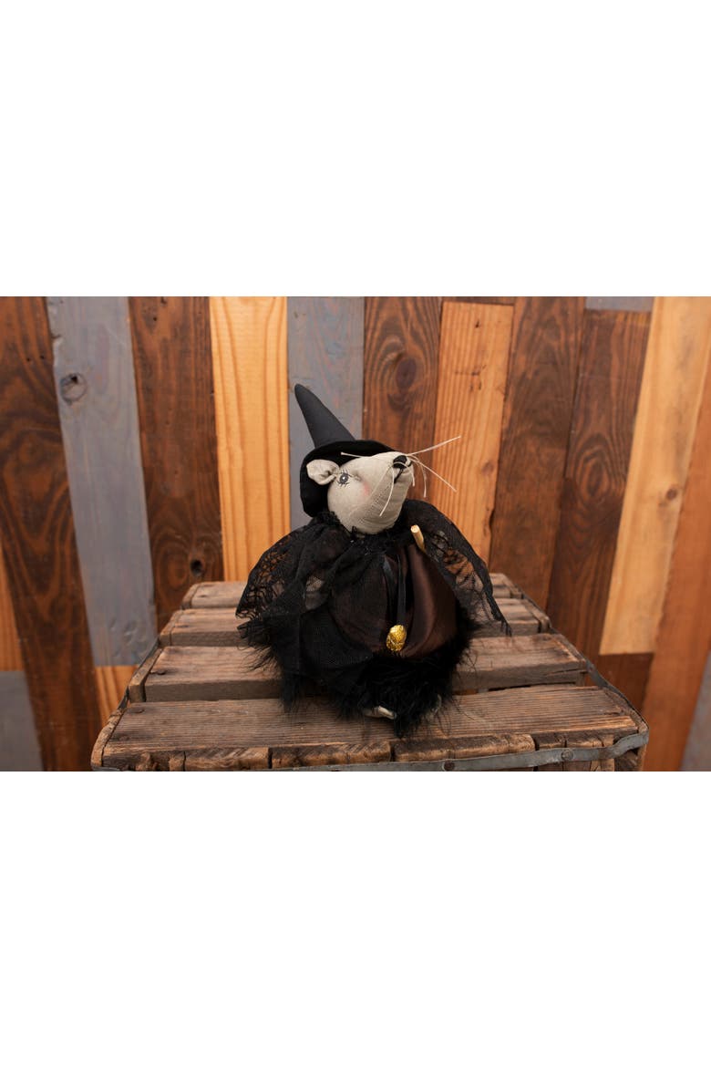Reba Rat Witch with Broom Halloween Joe Spencer Gathered Traditions Figurine, Alternate, color, Black
