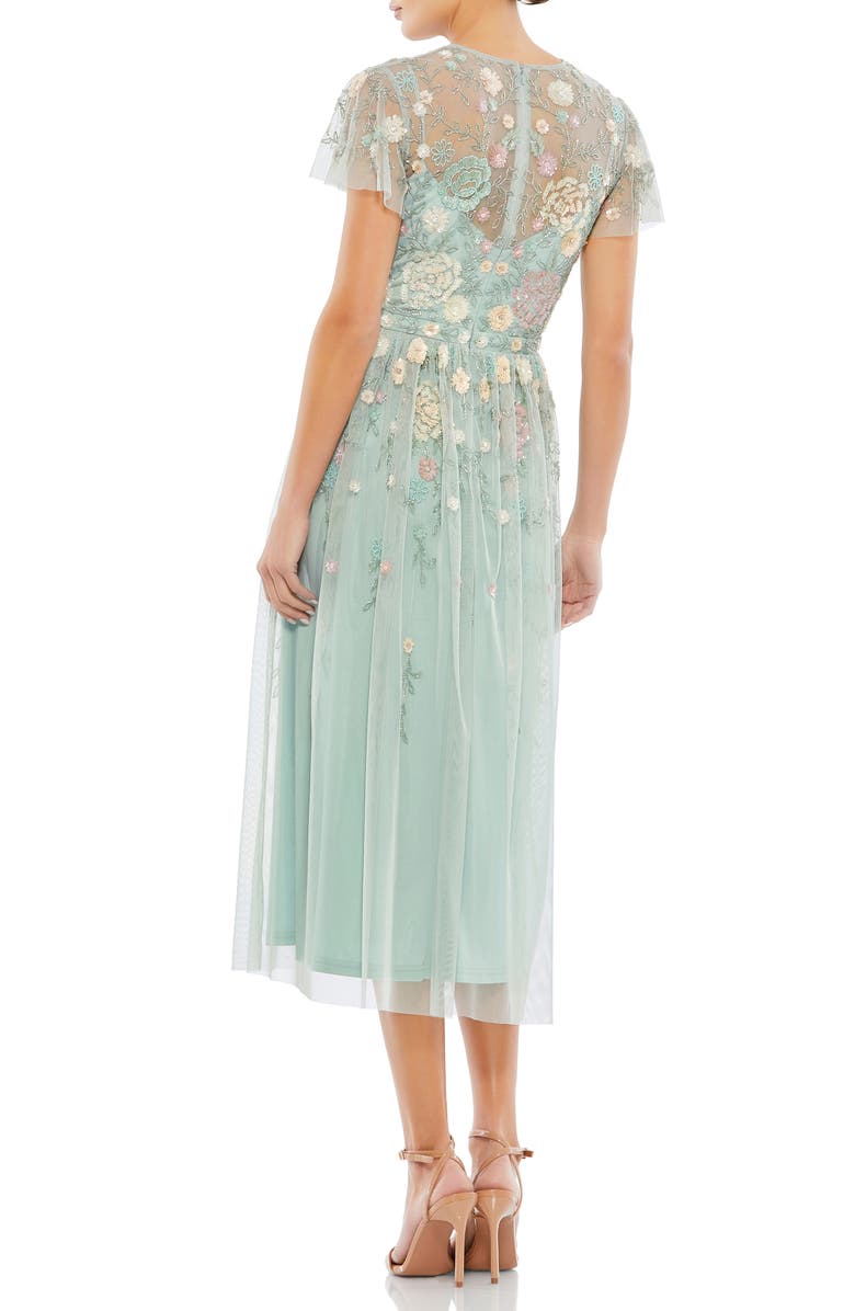 Mac Duggal 2234 Midi Floral Beaded Cocktail Dress