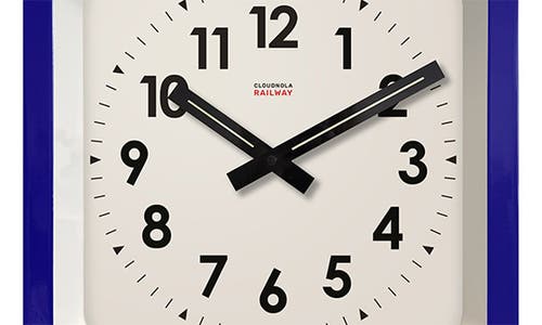 Cloudnola Big Railway Indoor/outdoor Square Clock In Blue