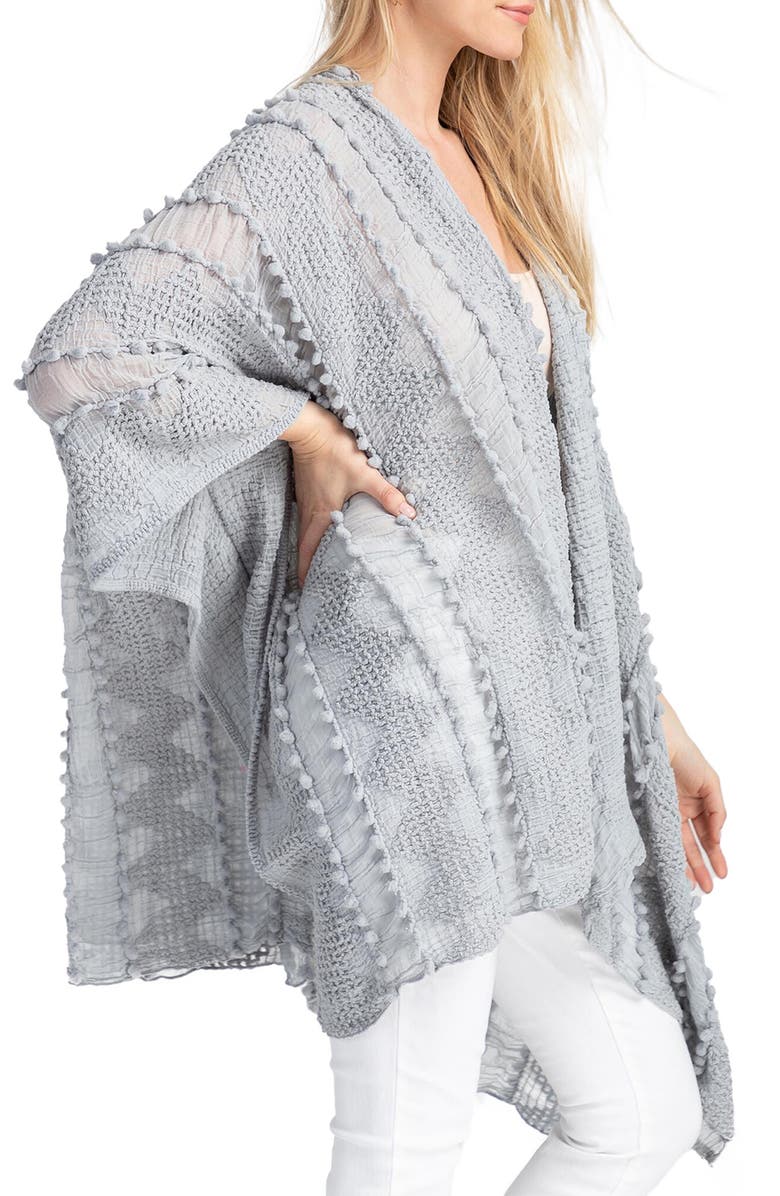 SAACHI Sheer Pompom Duster, Alternate, color, Grey