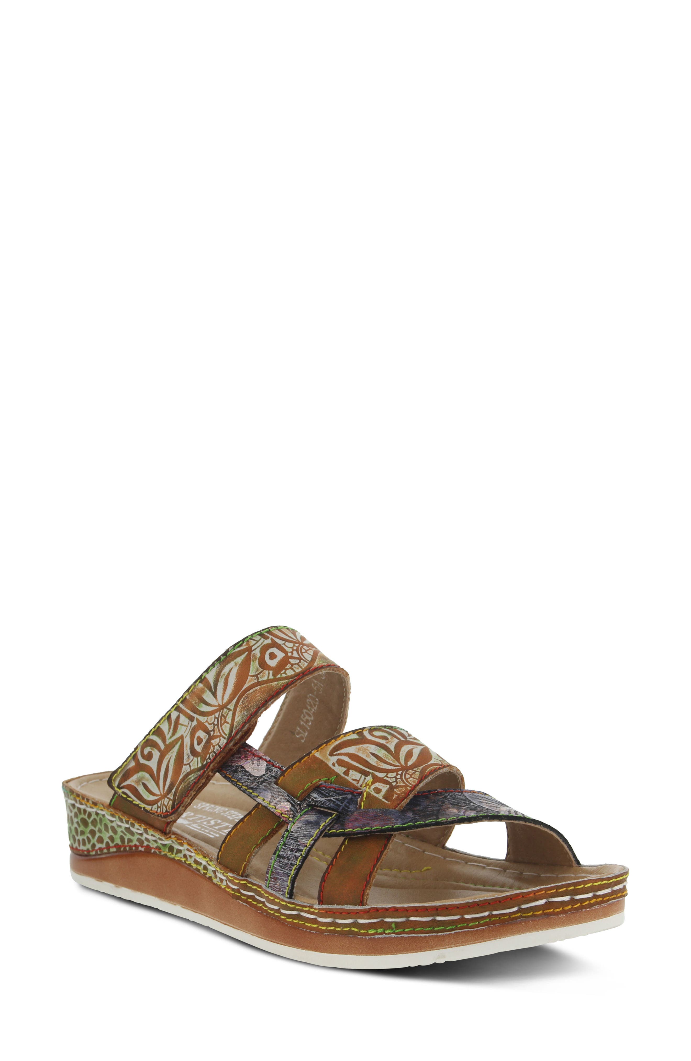 L'Artiste Caiman Sandal, Main, color, CAMEL LEATHER