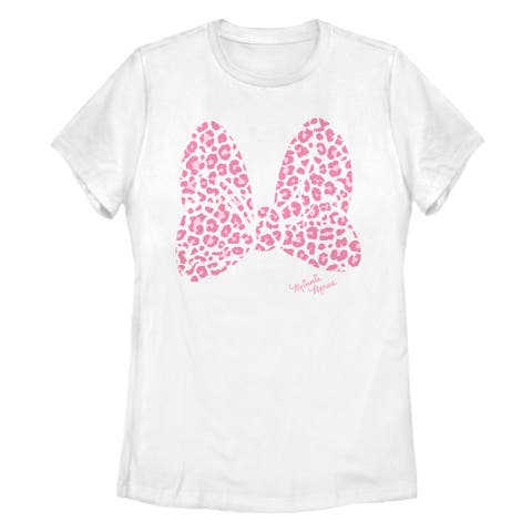 Women's Minnie Mouse Cheetah Print Bow  Graphic T-Shirt