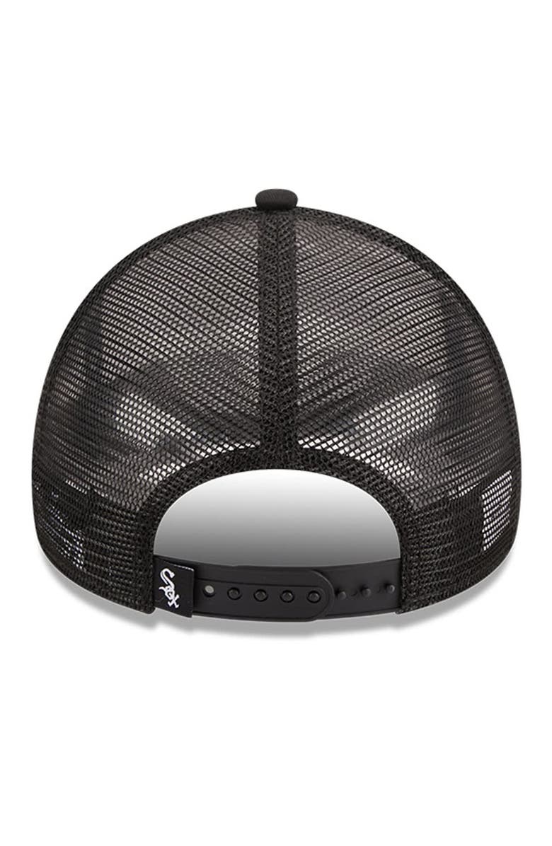 New Era Men's New Era White/Black Chicago White Sox Stacked A-Frame Trucker 9FORTY Adjustable Hat, Alternate, color, White