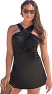 Swimsuits for All High Neck Wrap Swimdress