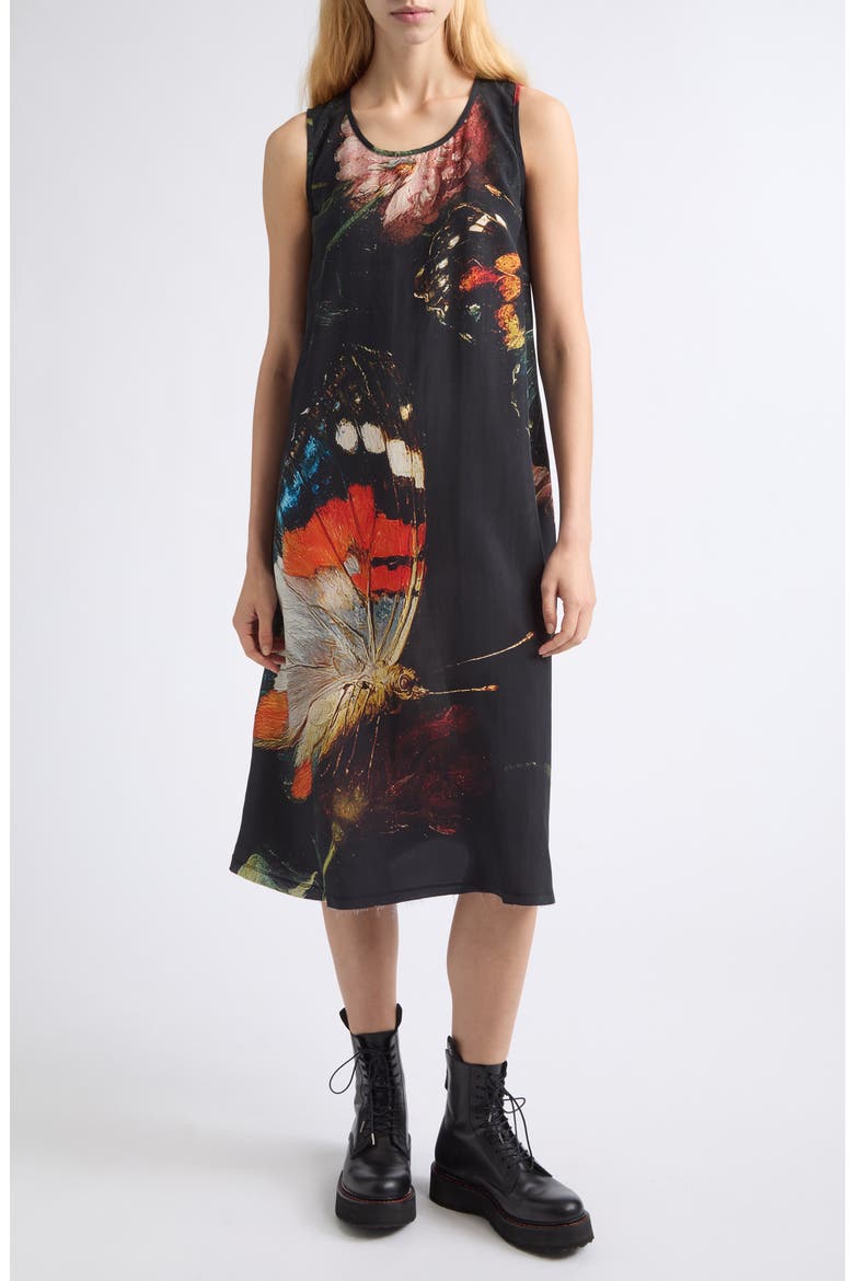 Sleeveless Midi Dress, Main, color, MULTICOLOR BLACK BUTTERFLY