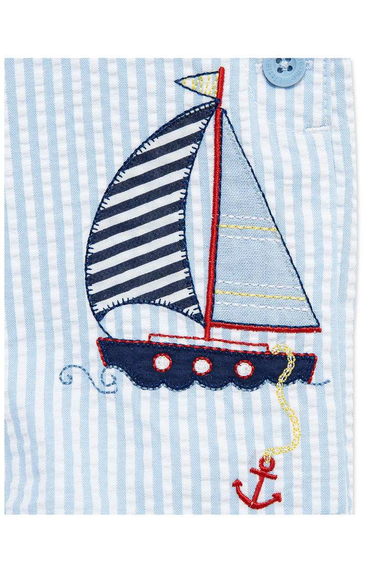 Sailboat Polo & Stripe Overalls Set, Alternate, color, BLUE