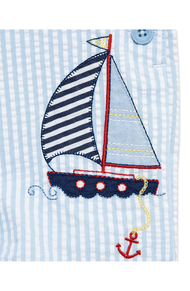 Little Me Sailboat Polo & Stripe Overalls Set, Alternate, color, 